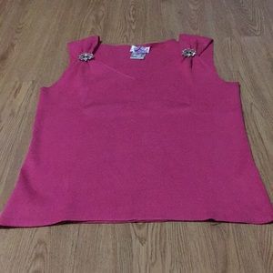 Fuchsia sweater with two rhinestone accents